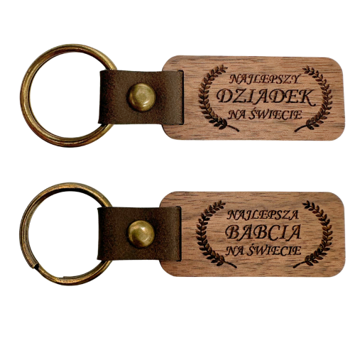 BRELOK DO KLUCZY PREZENT NA DZIEŃ DZIADKA BABCI DREWNIANY