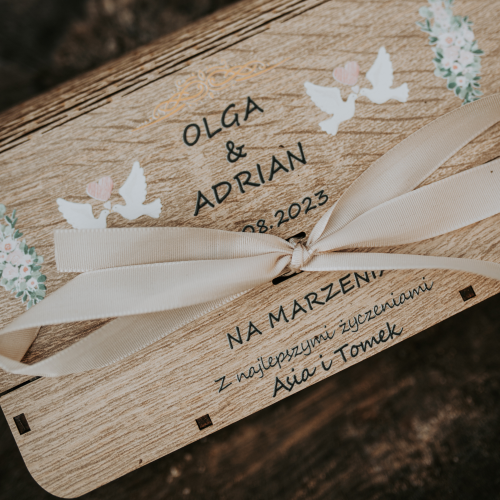 Pudełko na pieniądze PREZENT ślub wesele nadruk