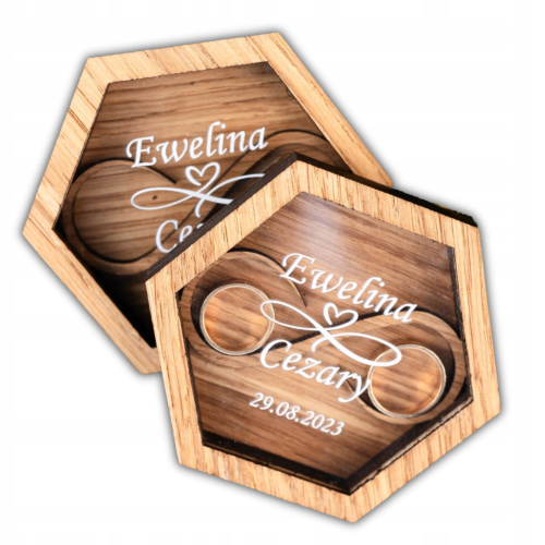 Pudełko na Obrączki Ślubne Personalizowany Nadruk 