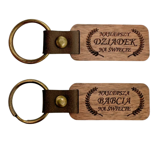 BRELOK DO KLUCZY PREZENT NA DZIEŃ DZIADKA BABCI DREWNIANY