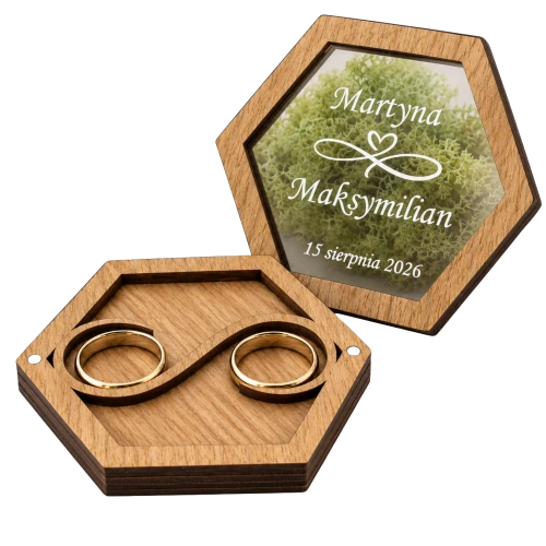 Pudełko na Obrączki Ślubne Personalizowany Nadruk 