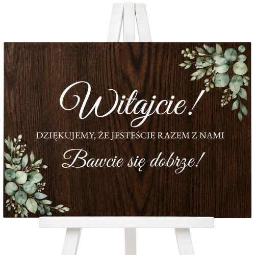 TABLICA POWITALNA ŚLUB WESELE DREWNIANA OZDOBA NATURALNE DREWNO DEKORACJA